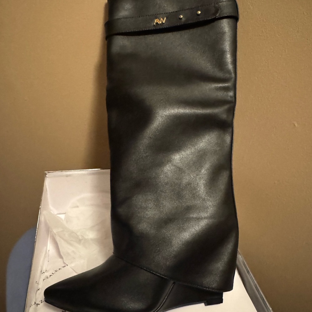 Elegant Black Heeled Boots by AN